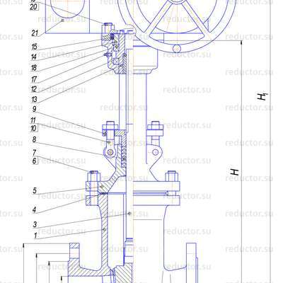 Чертёж задвижки 30с915нж DN 50-300 PN 40