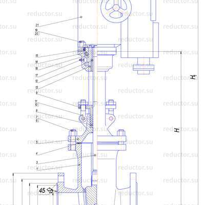 Чертёж задвижки 30с999нж DN 50-300 PN 25